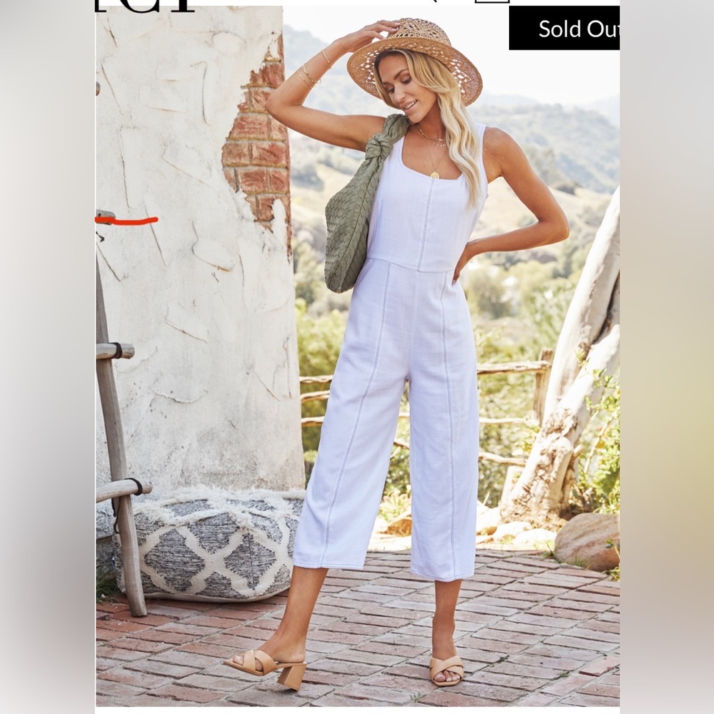 Vici white linen jumpsuit. Size medium